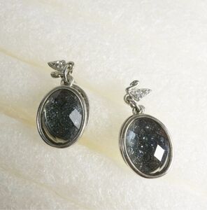 Swan Crystal like Silver tone, blue Earrings